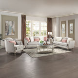 Kasa - Loveseat With 3 Pillows - Beige Linen & Champagne