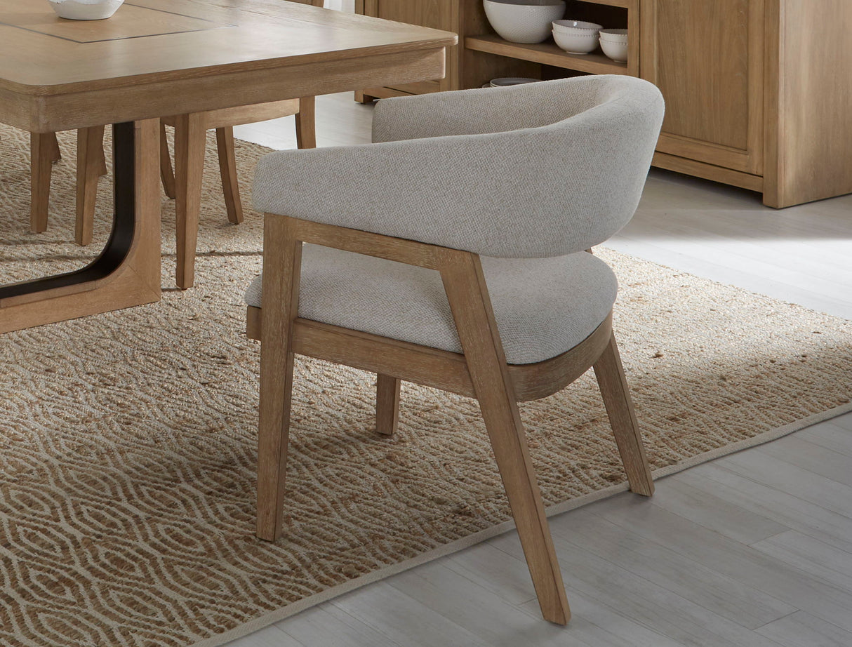 Escape - Silla de comedor con respaldo en forma de barril (Juego de 2) - Roble natural barnizado / Mirage Mist