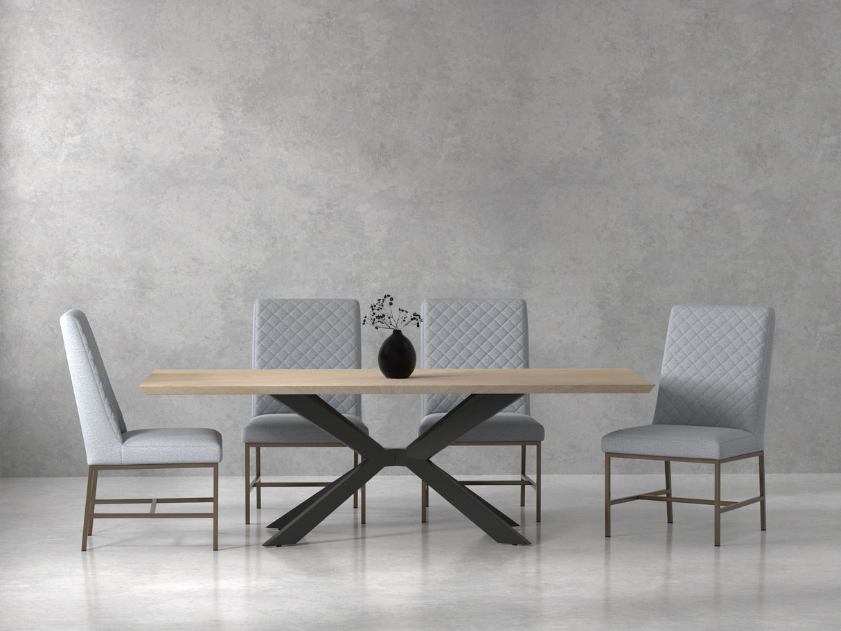 Crossings - Rectangular Dining Table With 4 Upholstered Chairs - Natural & Pearl Silver