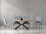 Crossings - Rectangular Dining Table With 4 Upholstered Chairs - Natural & Pearl Silver