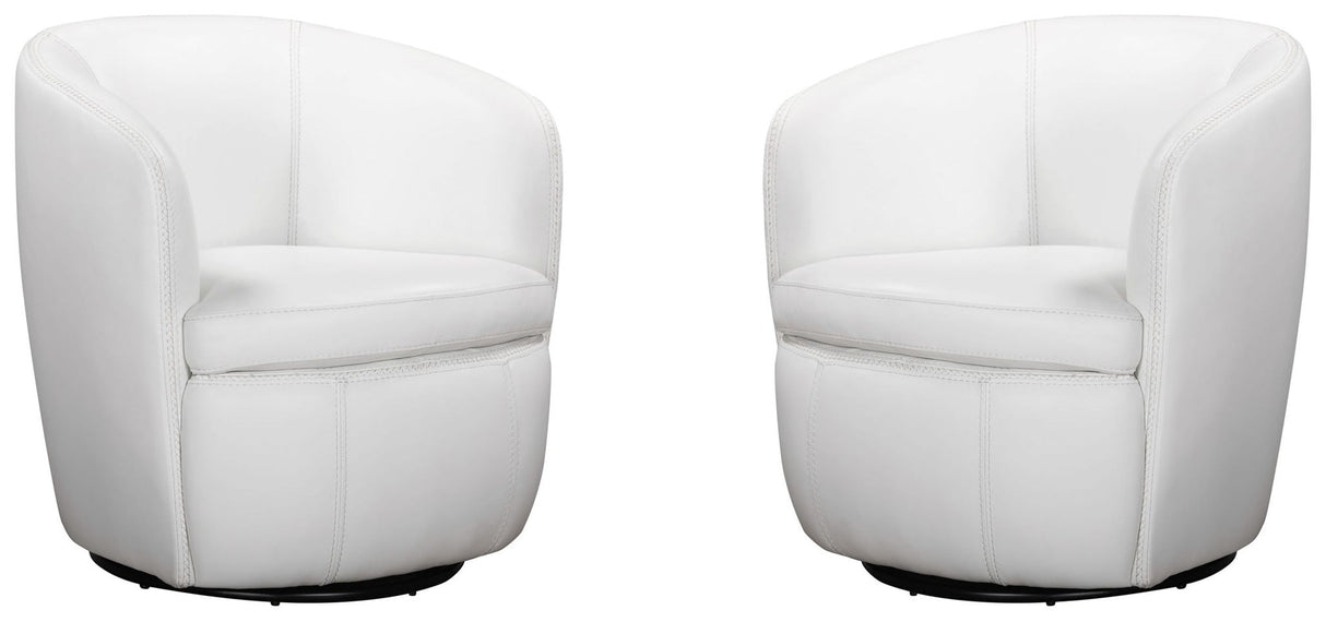 Barolo - 100% Italian Leather Swivel Club Chair (Set of 2)