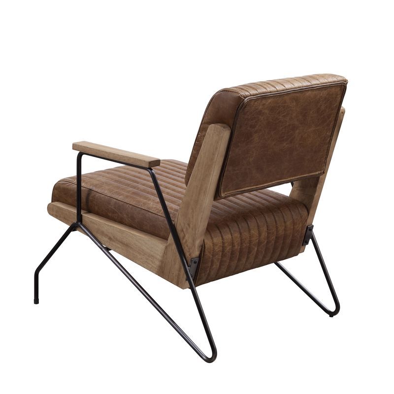 Eacnlz - Accent Chair - Cocoa Top Grain Leather & Matt Iron