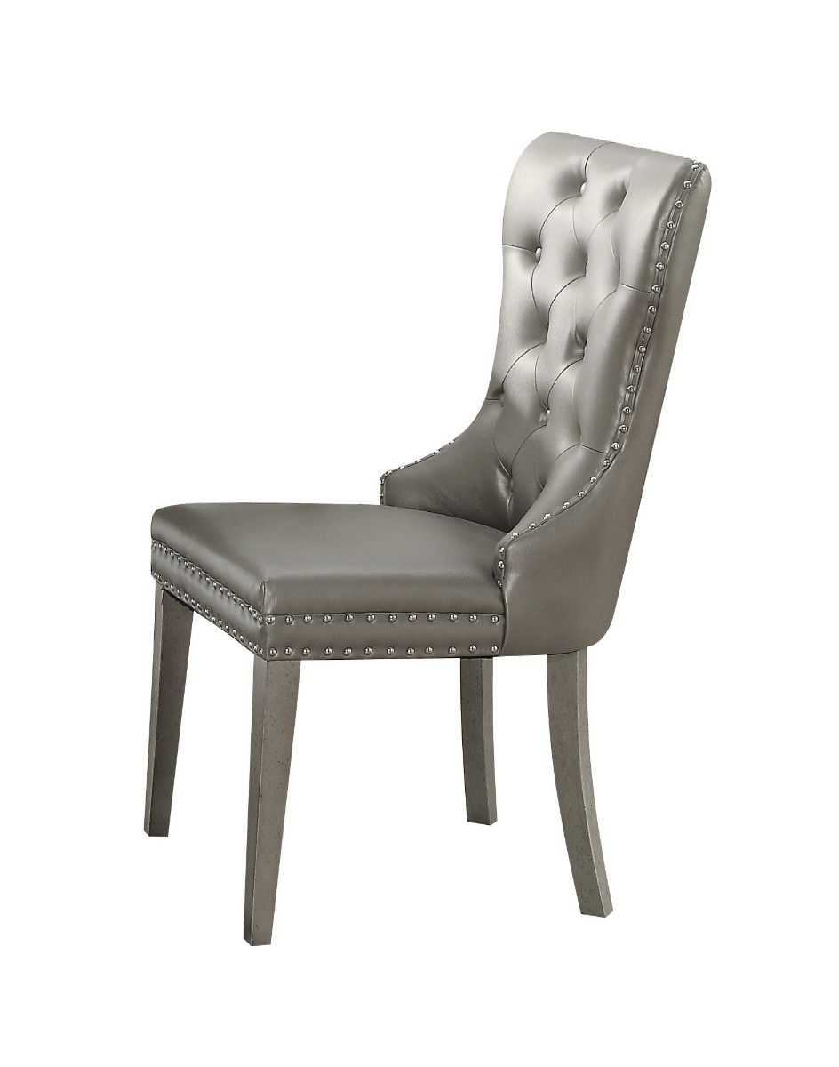 Kacela - Side Chair (Set of 2) - Champagne Synthetic Leather & Champagne