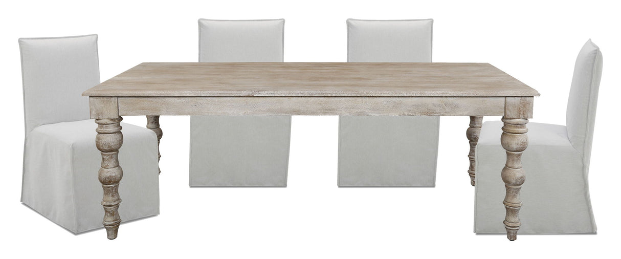 Crossings - Rectangular Dining Table With 4 Upholstered Chairs - Whitewash
