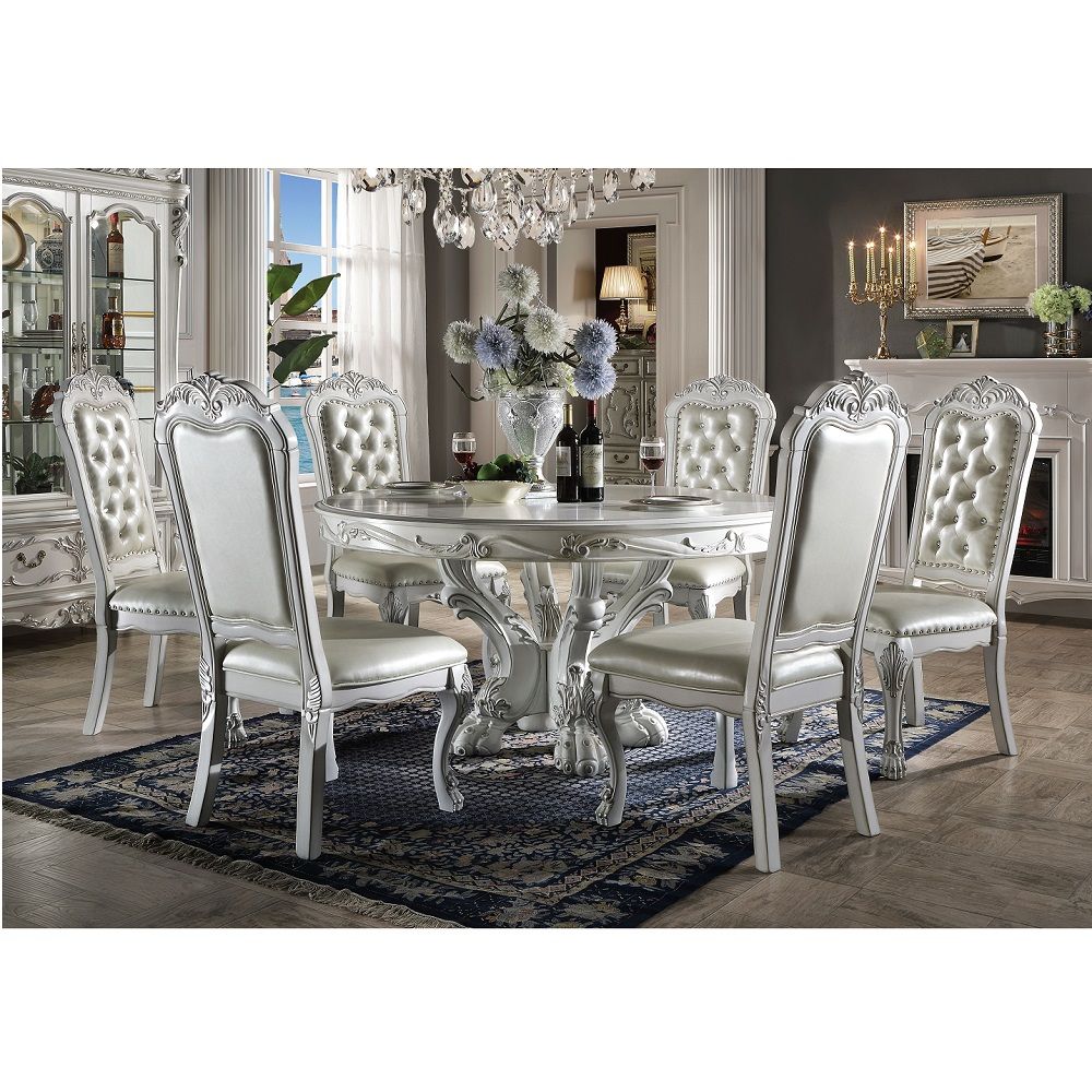 Dresden - Mesa de comedor 60"L - Acabado blanco hueso