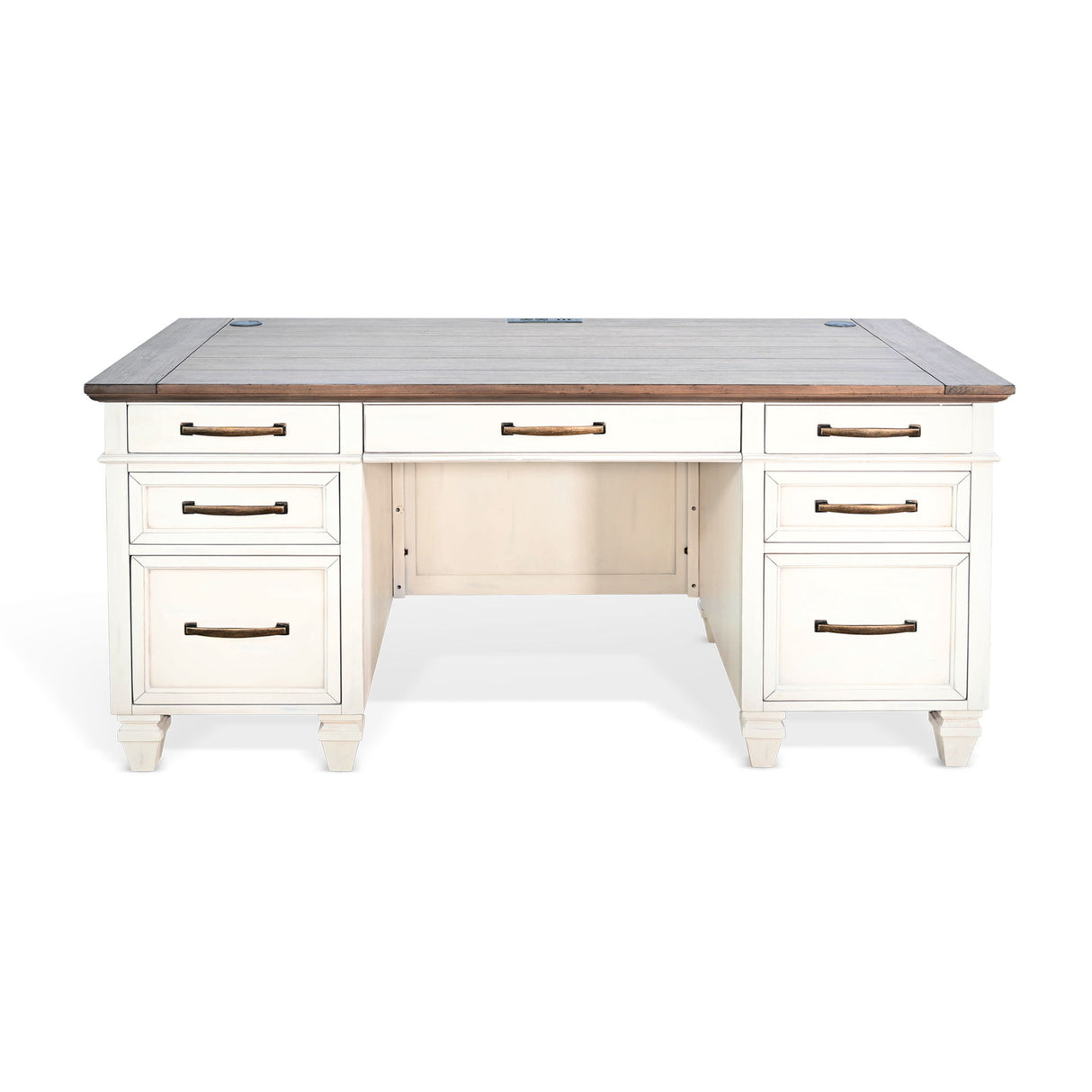 Carriage House - Desk - White / Dark Brown