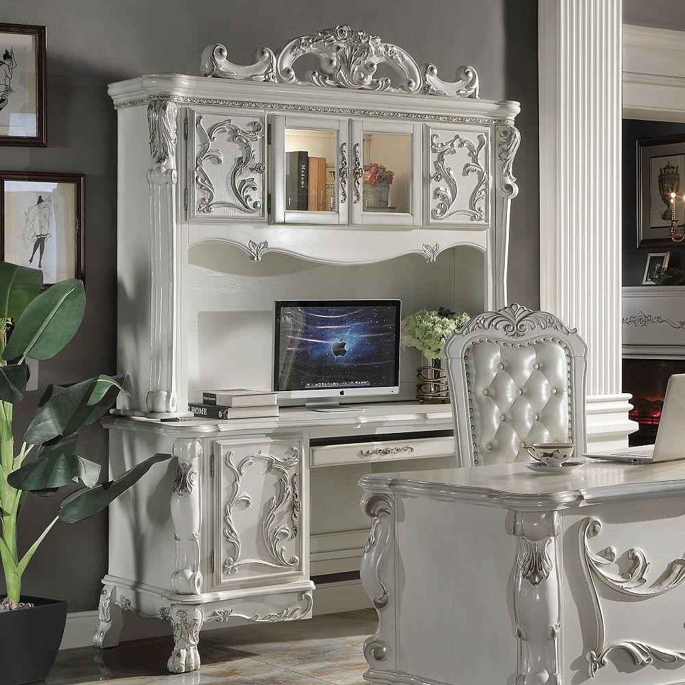 Dresden - Computer Desk & Hutch - Bone White