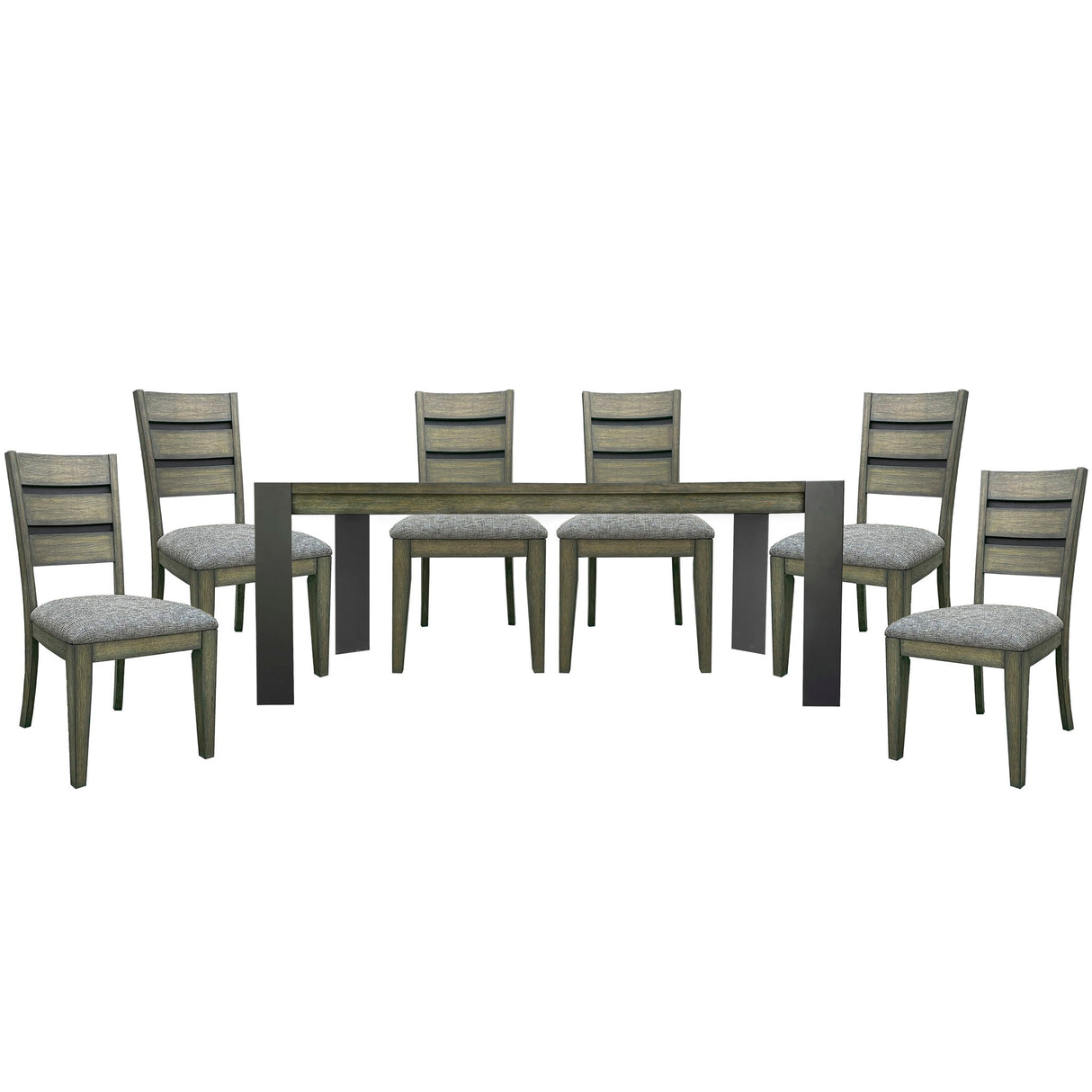 Cedar Fork - 78" Dining Table With 6 Ladderback Chairs - Smoked Arabica