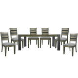 Cedar Fork - 78" Dining Table With 6 Ladderback Chairs - Smoked Arabica
