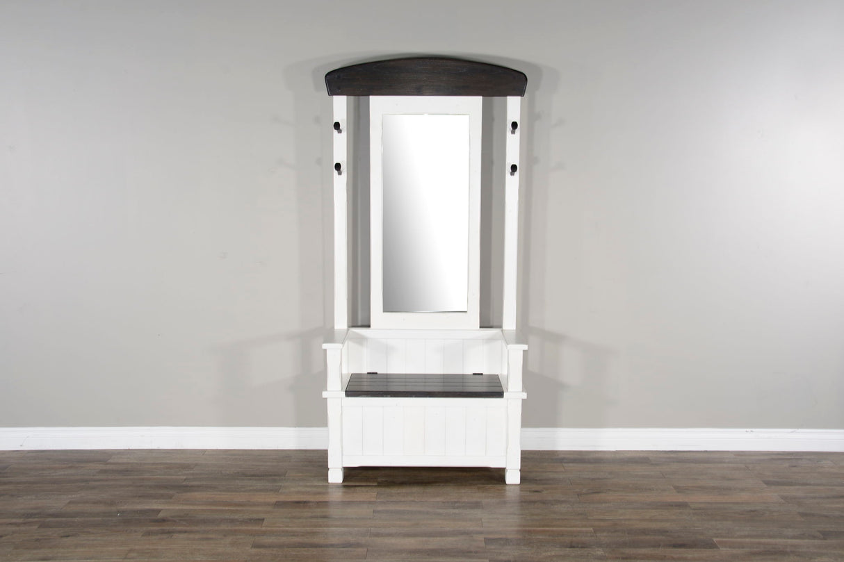 Carriage House - Hall Tree - White / Dark Brown