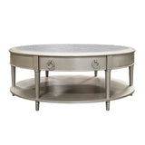 Mesa de centro Kasa - Tapa de piedra sinterizada y acabado champán
