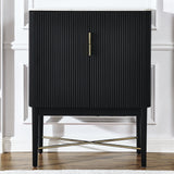 Vida Black - Marble Top Wine Cabinet - White / Black
