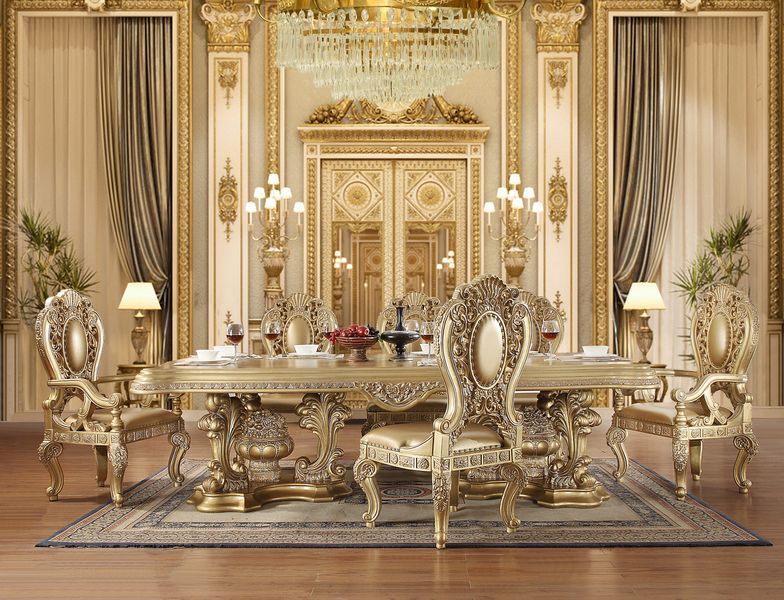 Seville - Dining Table With Pedestal Base - Gold