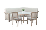 4-Piece Upholstered Dining Set (Bench, Table, 2 Cane Back Chairs) - Wheat