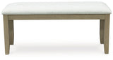 Calmoro - Large Upholstered Dining Room Bench - Off White / Gray