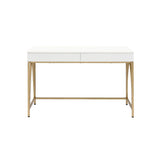 Lightmane - Writing Desk (Same Ac00900) - White High Gloss & Gold
