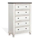 Carriage House - Chest With 5 Drawers - Cottage White / Europen Dark