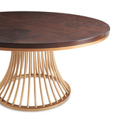 Camellia Field - Round Dining Table - Dark Brown / Gold