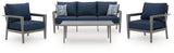 Gali - Sofa / Chairs / Table Set (Set of 4) - Gray / Blue