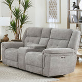 Richland - Sofá biplaza reclinable eléctrico con consola - Bristol Grey