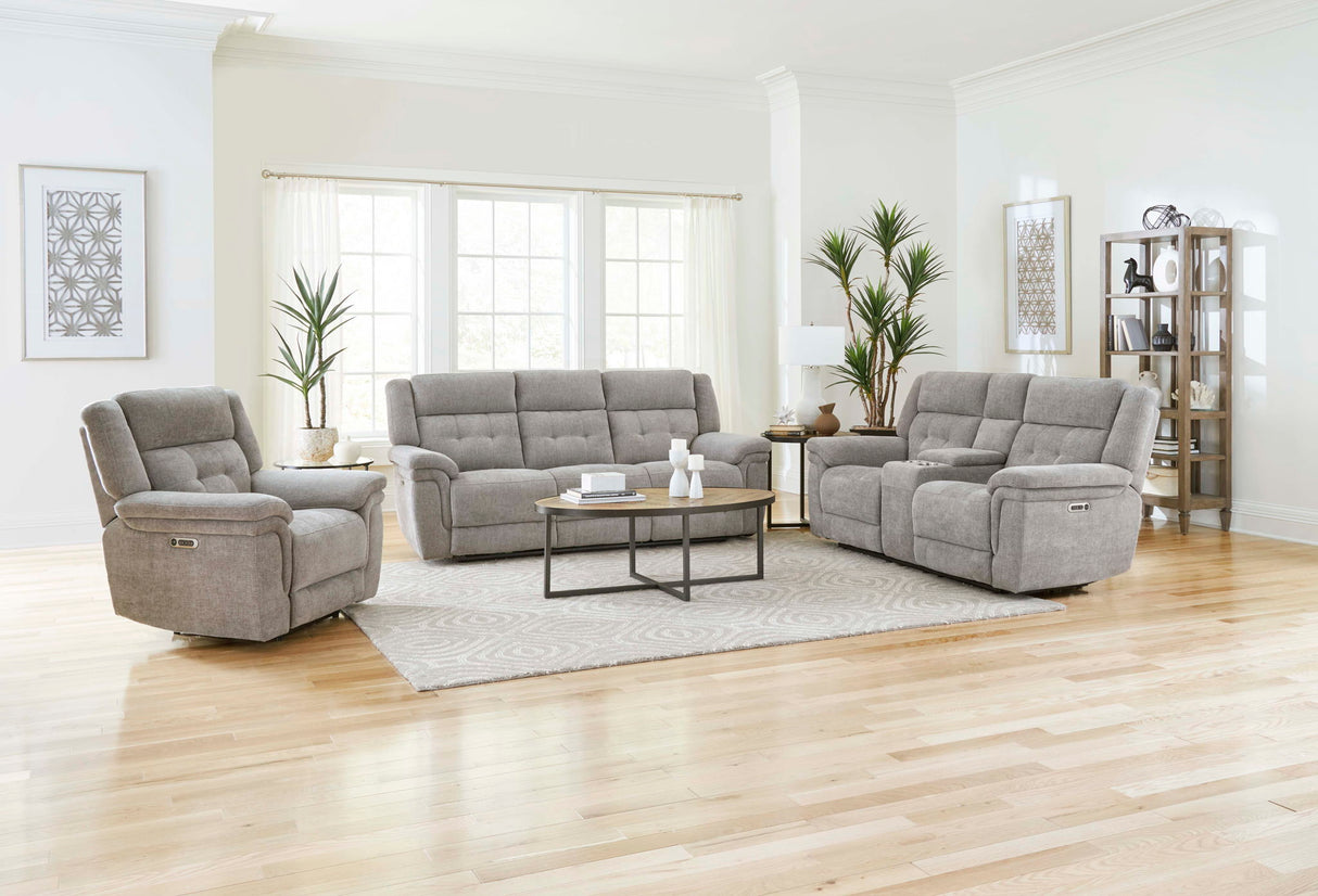 Richland - Sofá biplaza reclinable eléctrico con consola - Bristol Grey