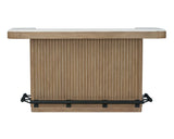 Escape - 78" Dining Bar With 2 Upholstered Swivel Barstools - Glazed Natural Oak