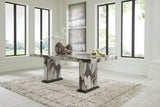 Jeshina - Mesa de comedor - Marrón oscuro / Beige