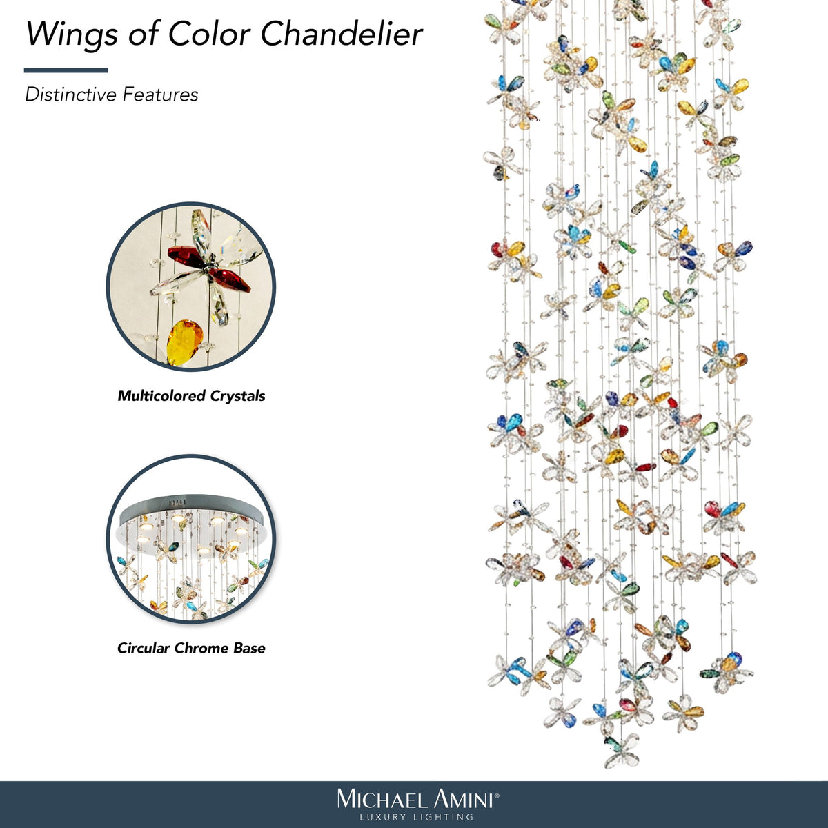 Michael Amini Lighting - Wings Of Color Crystal LED Chandelier - Clear