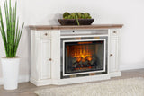 72" Media Console With Wood Electric Fireplace Insert - Marble White