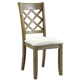 Karsen - Silla lateral (juego de 2) - Lino beige y acabado roble rústico