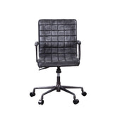 Barack - Silla de oficina ejecutiva - Piel de grano superior negra vintage y aluminio