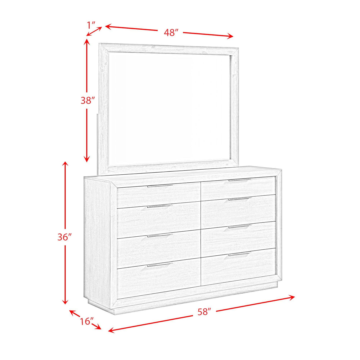 Arcadia - Dresser & Mirror Set - Gray