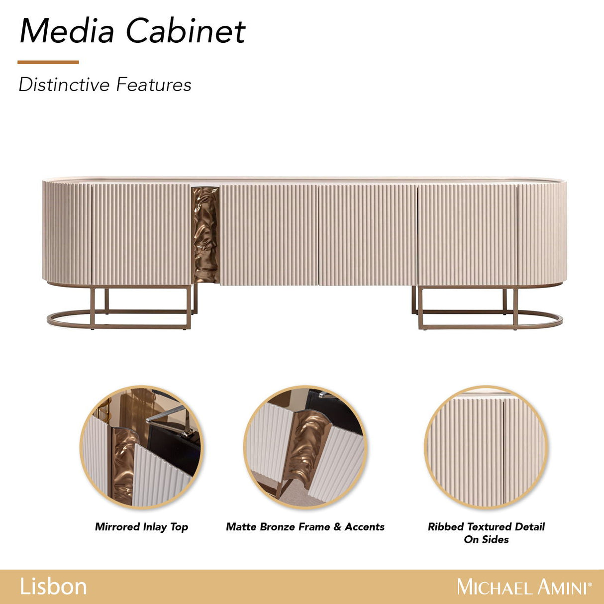 Lisboa - Mueble para TV - Crema sedoso / Bronce