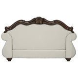 Loveseat Pierce con 3 almohadas - Tapizado en tela beige y acabado en cerezo