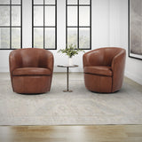 Barolo - Sillón giratorio de club de cuero 100% italiano (Juego de 2)