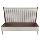 Houston - Eastern King Channel Tufted Panel Bed - Porcini / Walnut