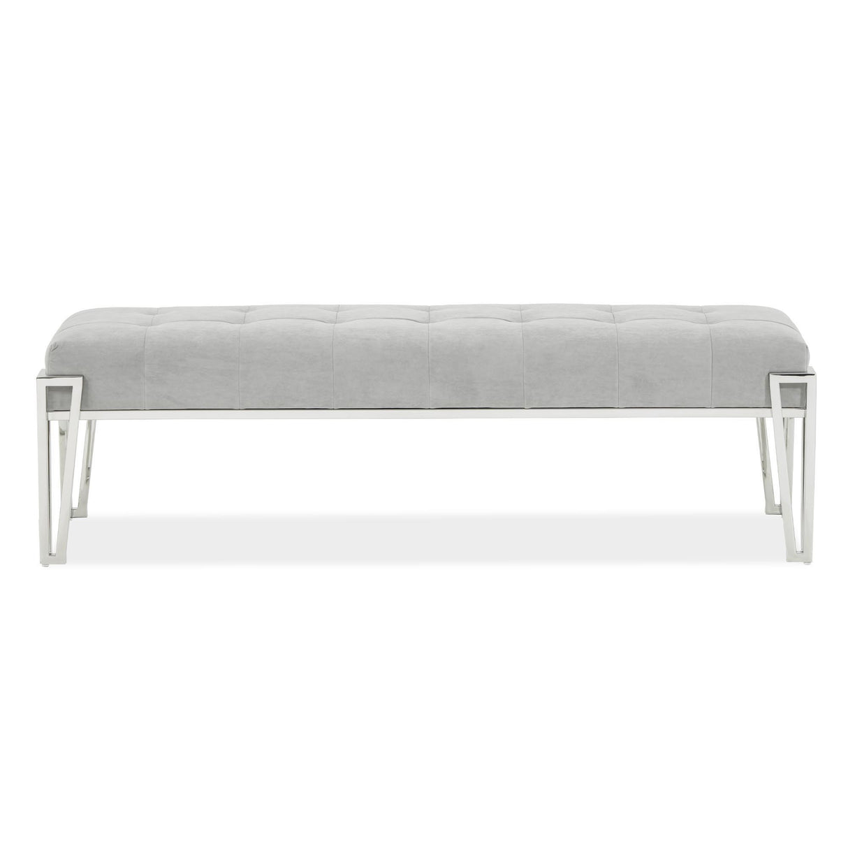 Bancos y Camas Signature - Banco decorativo de terciopelo rosa - Gris / Cromo