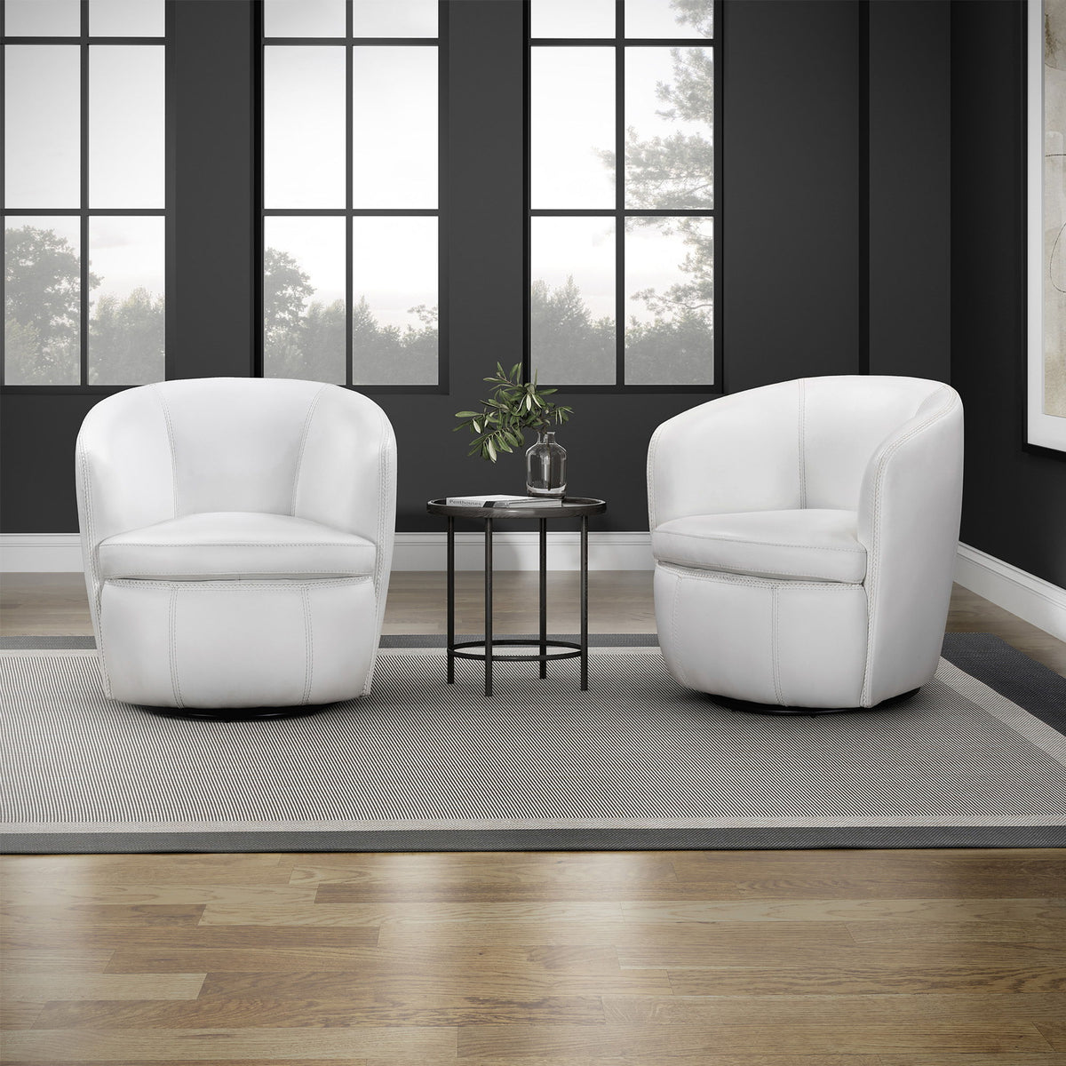 Barolo - Sillón giratorio de club de cuero 100% italiano (Juego de 2)