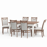 Americana Modern Dining - Rectangular Extendable Dining Table With 6 Upholstered Dining Chairs - Cotton