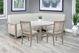 4-Piece Upholstered Dining Set (Bench, Table, 2 Cane Back Chairs) - Wheat