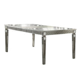 Kacela - Mesa de Comedor - Acabado Espejado y Plata Antigua