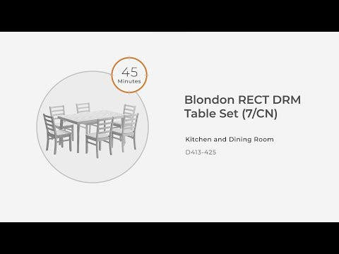 Blondon - Juego de mesa de comedor rectangular (7 piezas) - Marrón / Negro