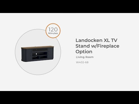 Landocken - Mueble de TV extragrande con opción de chimenea - Marrón / Azul