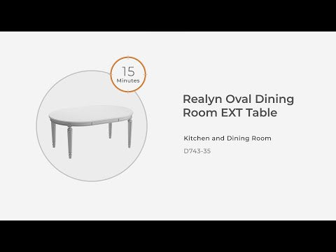 Realyn - Mesa de comedor extensible ovalada - Blanco desgastado