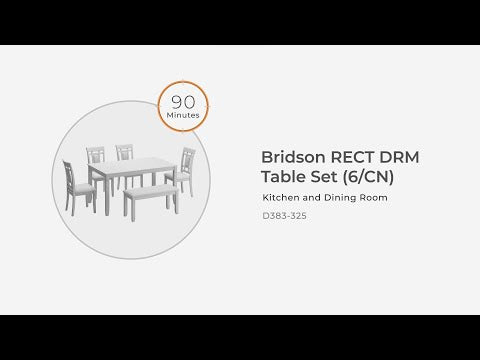 Bridson - Juego de mesa rectangular DRM (Juego de 6) - Gris