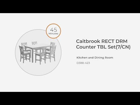 Caitbrook - Juego de Mesa Alta Rectangular con 6 Sillas (7 Piezas) - Gris