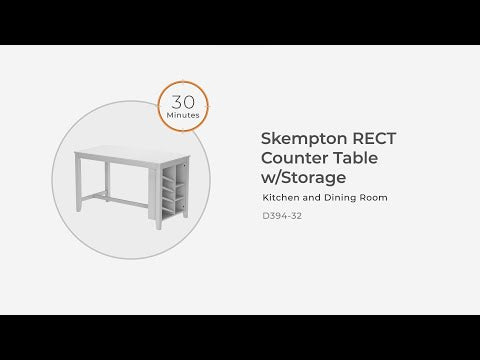 Skempton - Mesa de comedor rectangular con almacenamiento - Blanca