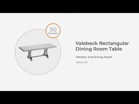 Valebeck - Mesa de comedor rectangular - Blanco / Marrón
