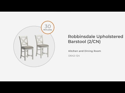 Robbinsdale - Taburete de bar tapizado (Juego de 2) - Blanco antiguo