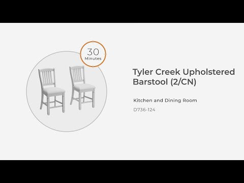 Tyler Creek - Taburete de bar tapizado (Juego de 2) - Negro / Marrón grisáceo